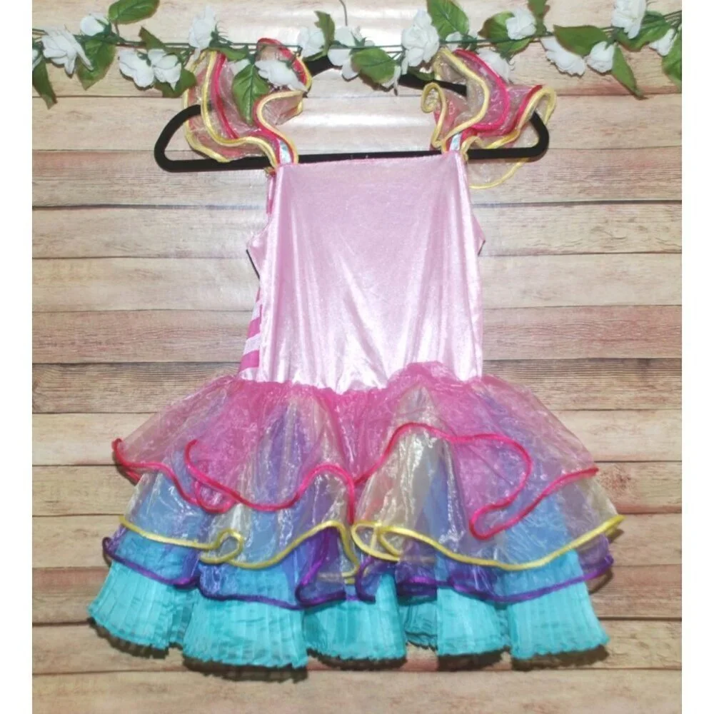 Girls Handmade Candy Girl Halloween Costume Tutu Dress Size M Layered Tulle Bow
